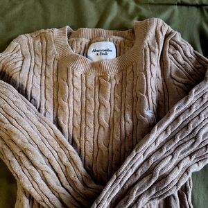 Abercrombie & Fitch Cable Knit Sweater in Tan